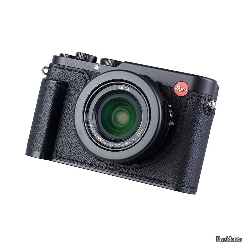 【貨物輸送無料】カメラハーフケース Leica D-LUX 8用、ビンテージメタル本革インスタント写真機防御すること入れもの 今めかしい 携帯型 耐衝撃 (黒いこと)