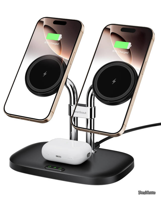 【貨物輸送無料】17/16相応う 無線電話申し受ける器 2台、マグセーフ iphone 申し受ける照明ランプ 2台一斉に、磁石式 置くだけ、iPhone 17/16/15/14/13/12続きもの相応う、AirPods Pro 3/4/Pro 2/Pro/3相応う、SwanScout 706M