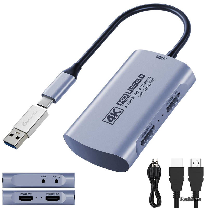 【貨物輸送無料】4K@60FPS録画相応う HDMIキャプチャカード｜USB-C繋ぎ合わせる（USB-C→Aアダプタ嘱する）｜4K@60サイクル通り手形スルー｜1080P@240FPS｜3.5粍オーディオインプット・マイクロホン最終生産物｜Switch 2/1・なおなお書き5/4・Quest 3・Xbox・iPad・Mac・パソコン相応う