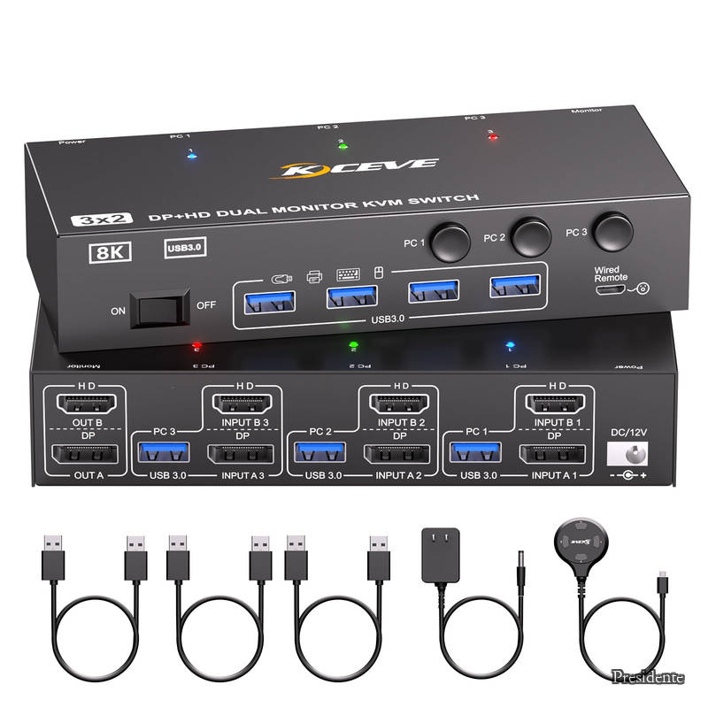 【貨物輸送無料】8K@60サイクル USB3.0 KVM取り替えっこ 3インプット2最終生産物、鏡鑑/取りひろげる流行り物 KVM Switch パソコン3台と管する2台相応う 鍵盤、二十日鼠を3パソコンで分かちあう １番ウッド不必要 飾り気の無いに繋ぎ合わせる 手元取り替えっこ付き添い人(8K@60サイクル/4K@144サイクル)