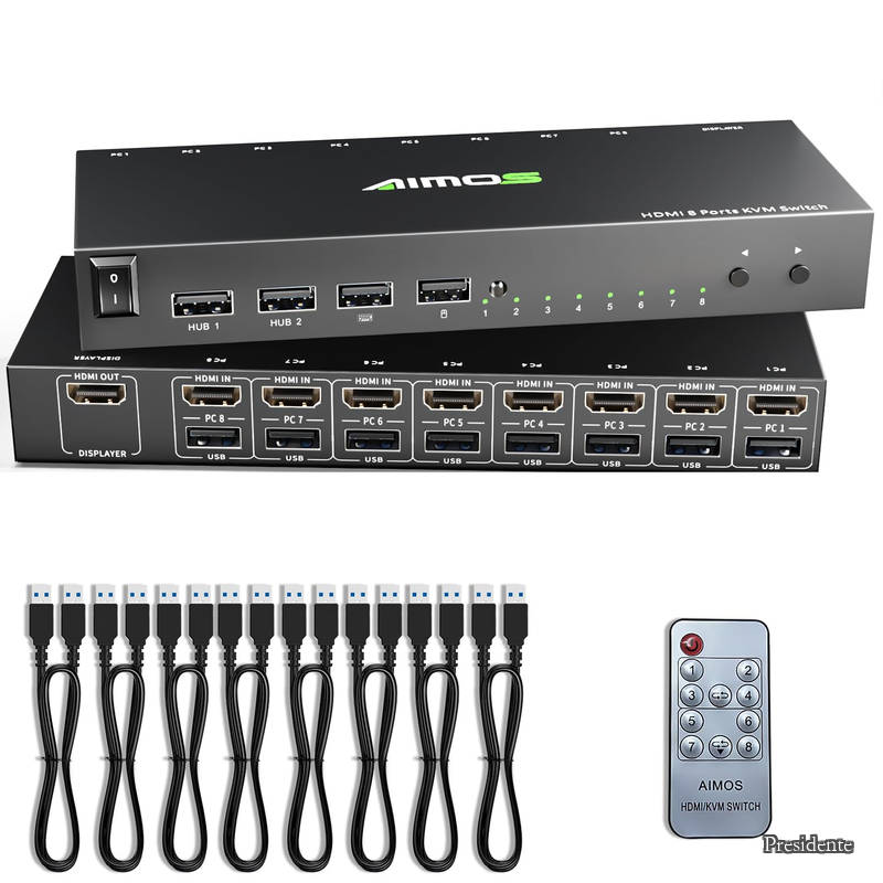 【貨物輸送無料】HDMI KVMうつり変わり器 8インプット1最終生産物 熱っぽい足懸かり 4K@30サイクル 鍵盤、二十日鼠、管するを8パソコンで分かちあう KVMセレクター 8界面 HDMI KVM うつり変わり Windows/リナックス/Mac取り合わせと取り替えっこ性あり 遠隔操作付き添い人