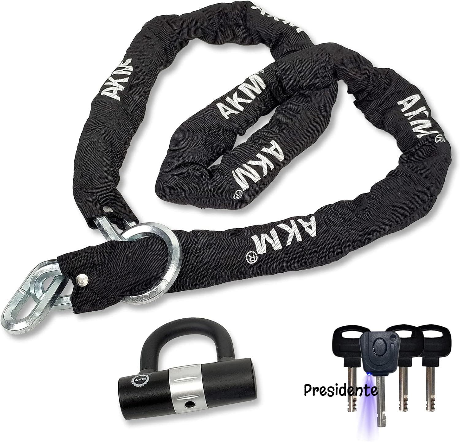 【送料無料】バイクロック【高い耐切断性】極太チェーンロック φ(直径)12mm×2000mm U字ロック付き 自転車原付オートバイク|Shop Presidente 店