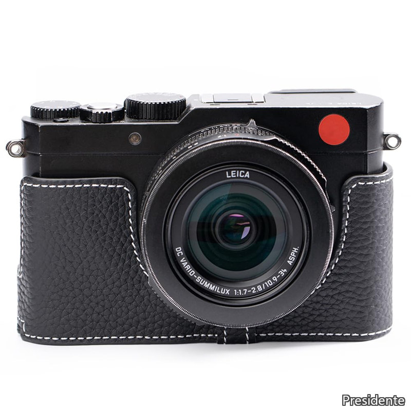 【送料無料】DLUX（Typ109）専用 レトロな本革手作りのハーフケースカメラ保護カバー適用Leica dlux typ109 底面開閉 電池交換 三脚取り付け可能キズ 摩耗防止(黒色?白線)｜Shop Presidente 店