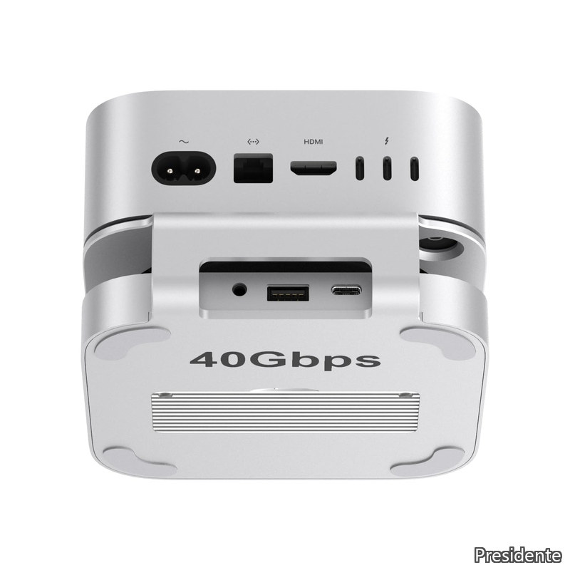 【送料無料】40Gbps Mac mini M4/M4 Pro スタンドハブ USB4 NVMe SSDエンクロージャ付き USB-Cホスト 3 USB-A 2.0 3.5mmオーディオ M.2 PCIe最大8TB対応 Thunderbolt 4/5対応|Shop Presidente 店