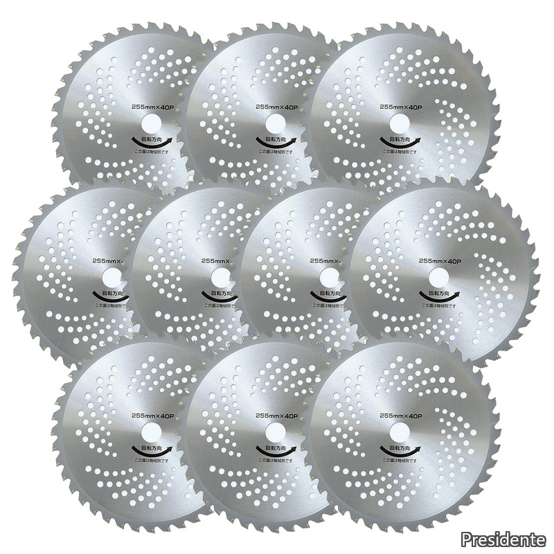 【貨物輸送無料】草刈用 チップソー 10枚組 外径255mm×40枚刃 替え刃 草刈機 刈払機 石 瓦 雑草 除草 荒れ場 YT10-255