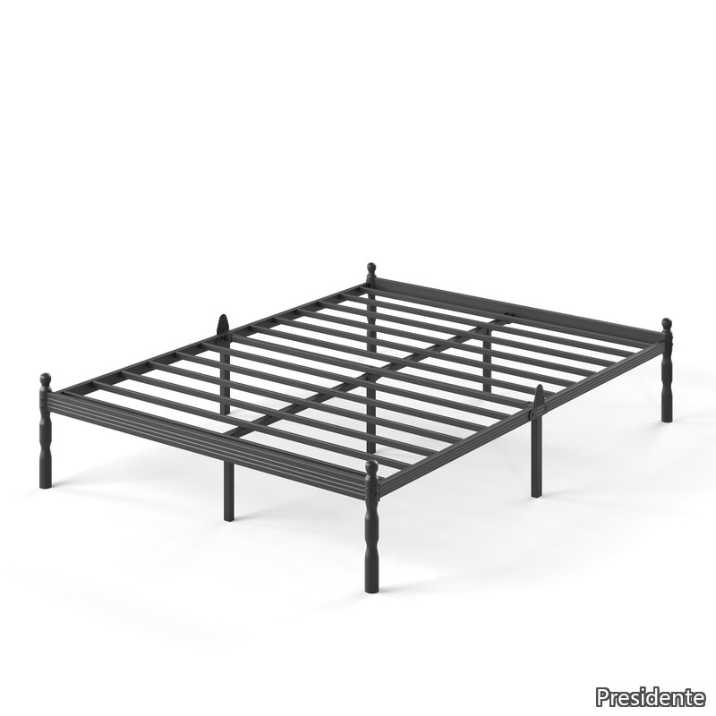 【送料無料】ベッドフレーム ブラック スチールパイプ構造 すのこ仕様 通気性良好 静音設計 収納スペース付き 簡単組立|Shop Presidente 店