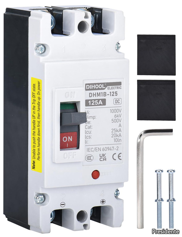 【貨物輸送無料】DC サーキットブレーカー 125A 2P DC12～500V 直流立ちはだかる器 MCCB 太陽の光発生備え付けるや乾電池備え付けるなどの直流電気回路専用