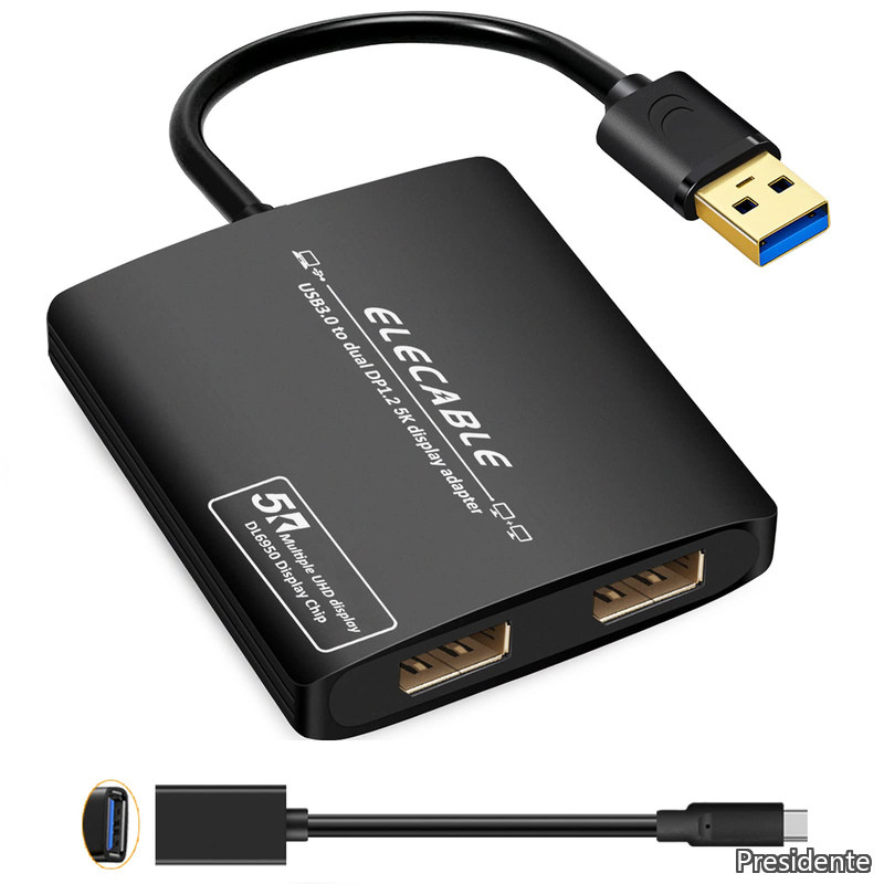 【貨物輸送無料】3.0 - デュアルディスプレイポートアダプター - 5K+5K@60サイクル Ultra 固定ディスク - 内蔵DisplayLink DL6950手当て - 画面を複数形の管するTVに押しひろげる Windows、Mac os、Android、Chrome os、Ubuntu(DP+DP)に相応う
