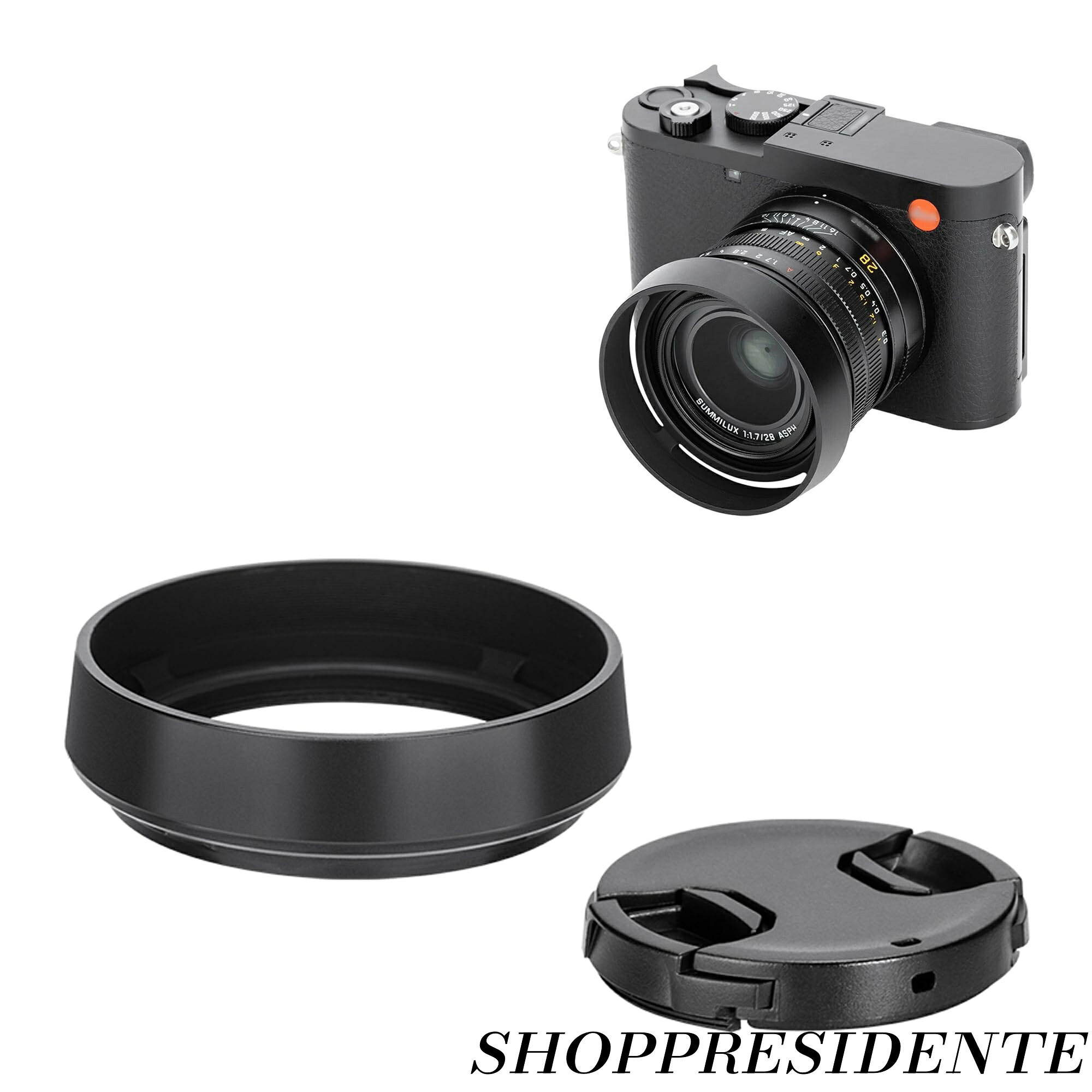 【まとめ買いで最大500円OFFクーポン!】【送料無料】メタル ねじ込む式 レンズフード ライカ Leica Q3 Q3 43 Q2 Q用 Leica Q用 レンズフード互換 レンズキャップ付き ブラック（純正レンズキャップが使えない）｜Shop Presidente 店