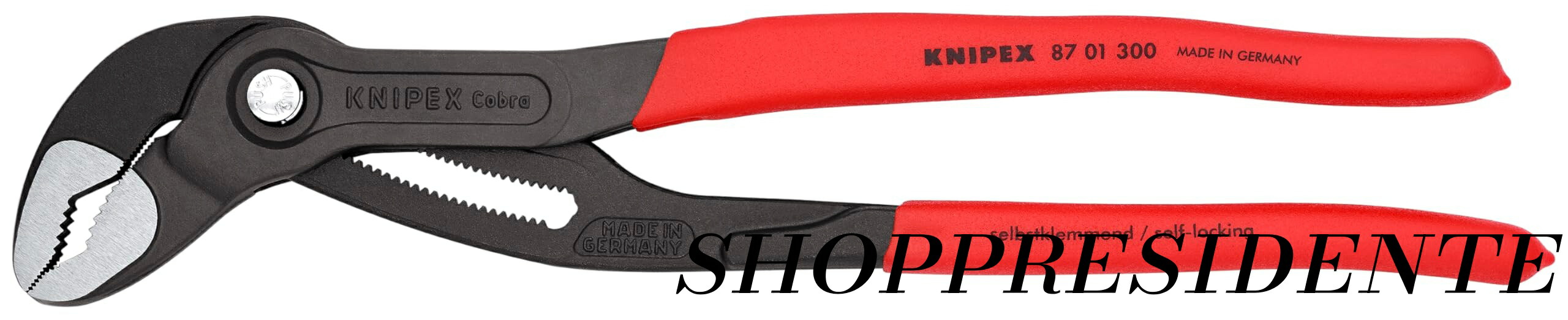 【まとめ買いで最大500円OFFクーポン!】【送料無料】クニペックス Cobraコブラ ウォーターポンププライヤー 全長300mm プラスティックコーティングハンドル グレー防錆コート 8701-300