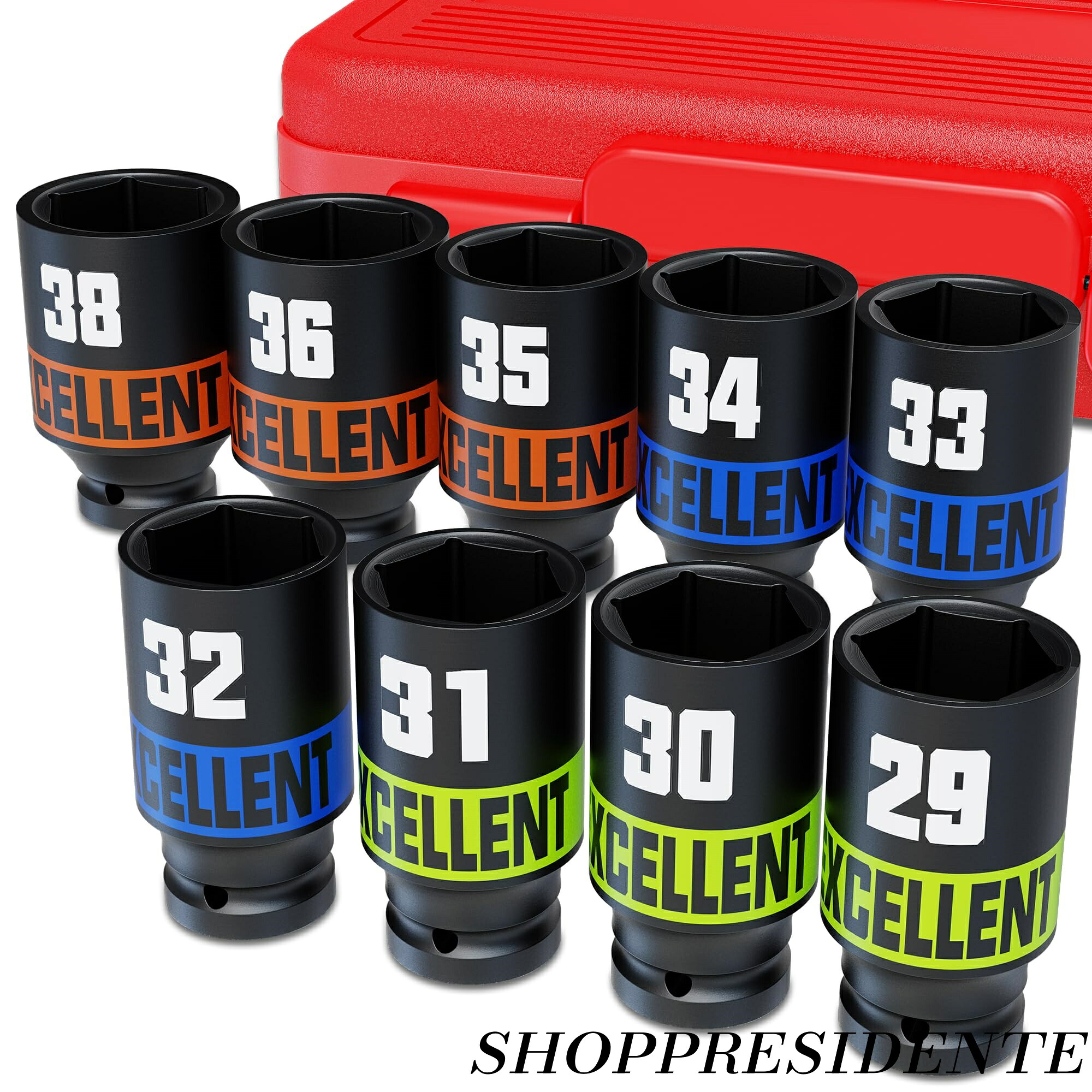 【まとめ買いで最大500円OFFクーポン!】【送料無料】ディープソケット 12.7mm 1/2 インパクトソケットセット 29mm-38mm 六角ソケットセット 自動車整備 から日曜大工 6,449円