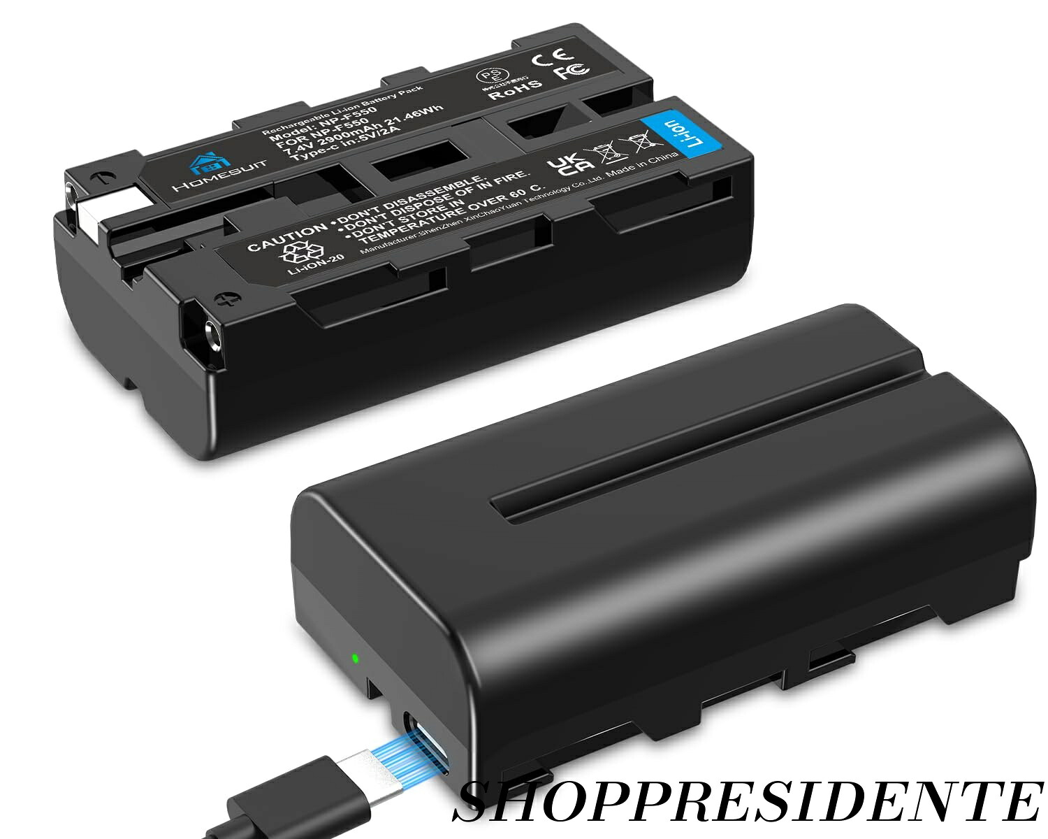【まとめ買いで最大500円OFFクーポン!】【送料無料】NP-F550 交換用Type-C 直接充電ポートバッテリー2個 2900mAh フルデコードバッテリー 2-in-1Type-C充電ケーブル付き 対応 Sony NP-F970 F750 F550 F330 F530 F570 F770 F960，CCD-SC55 TR516 TR716 TR818 TR910 TR917 のカ