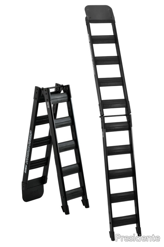 【送料無料】ディーアールシー(DRC) ハイブリッドランプ 180cm ブラック 折りたたみタイプ 耐荷重 190kg 軽量 アルミ/樹脂 バイク オートバイ トランポ ラダー ブリッジ スロープ ダートフリーク Dirtfreak G4725｜Shop Presidente 店 12,582円