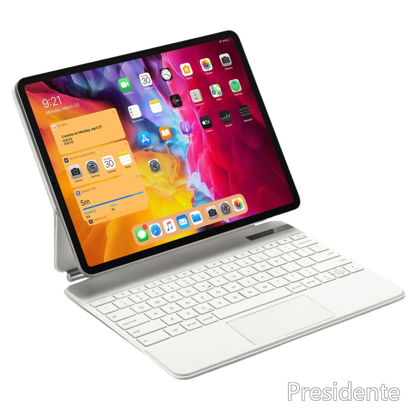 【送料無料】マグネット式 iPadAir13インチ M3 M2 キーボード タッチパッド バックライト付き 磁気吸着式 iPadPro12.9インチ 第6/5/4/3世代 キーボードケース カバー 一体型 トラックパッド付き ホワイト|Shop Presidente 店