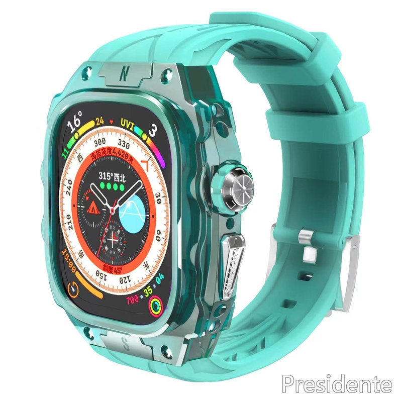 【送料無料】[YiMingSun] Apple Watch用ケース Apple Watch Ultra 1/2 49mm用バンパーケース付き 頑丈なメンズ高級透明保護 メンズ 頑丈なケース バンパーApple Watch スポーツバンドiWatch Series Ultra 49mm耐衝撃 (Green)｜Shop Presidente 店