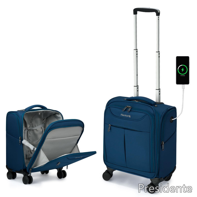 【送料無料】[Hanke] キャリーバッグ 機内持ち込み 静音 4輪 上開き 容量25L スーツケース ss Miniサイズ 14型PC対応 1～2泊 ビジネス 小型 (ブルー)｜Shop Presidente 店