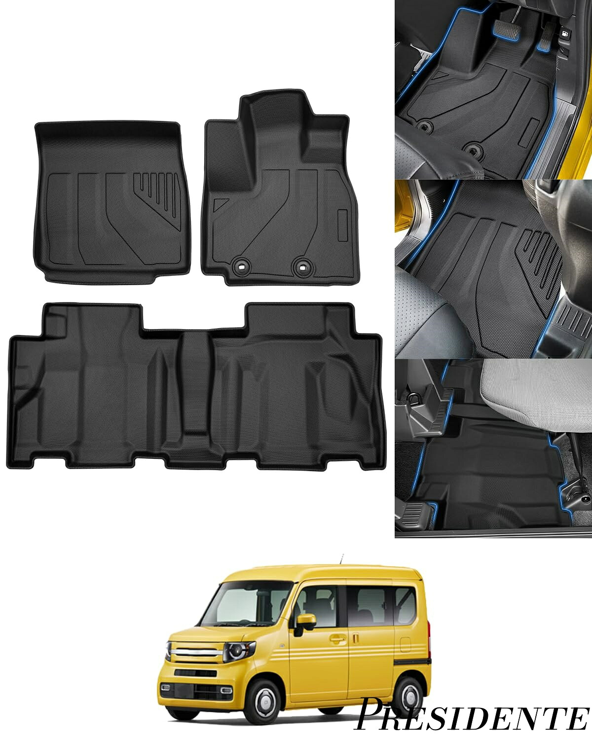 【まとめ買いで最大500円OFFクーポン!】【送料無料】n-van JJ1 JJ2型 フロアマット 立体カーマット エヌバン 専用 3Dフロアマット セカンドマット 防水マット 5人乗り専用 2018年7月～ nvan カスタムパーツ TPE素材 車種専用設計 防水性 耐摩擦 耐汚れ 耐候性 難燃性