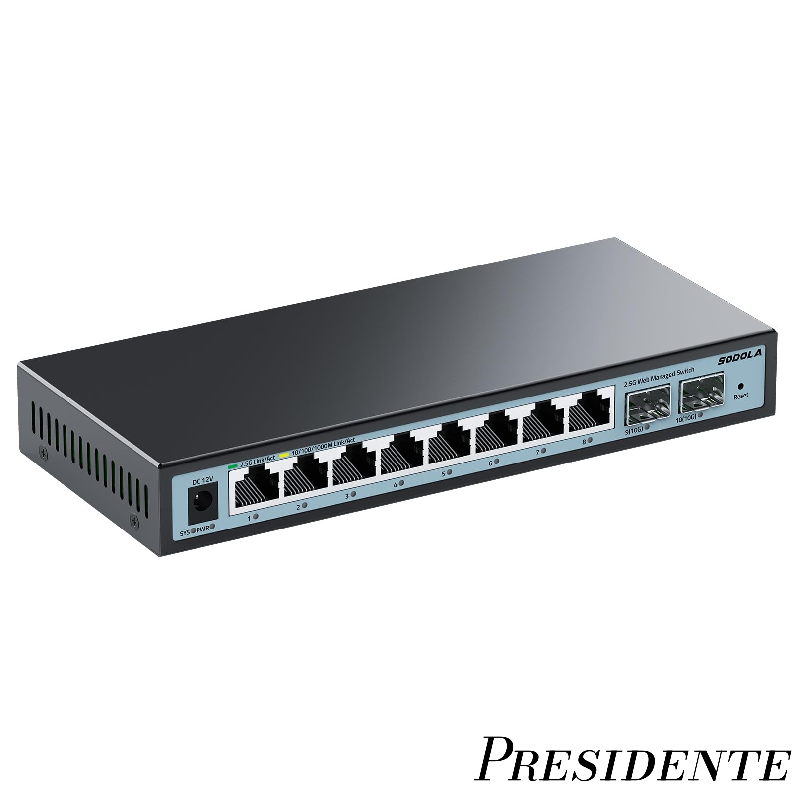 【まとめ買いで最大500円OFFクーポン!】【送料無料】2.5gbps スイッチングハブ 10ポート（8x2.5G RJ45と2x10G SFP+） 搭載 Web管理対応 ファンレス静音設計 卓上型または壁掛け式 家庭用およびオフィス用 ネットワーク管理型スイッチングハブ
