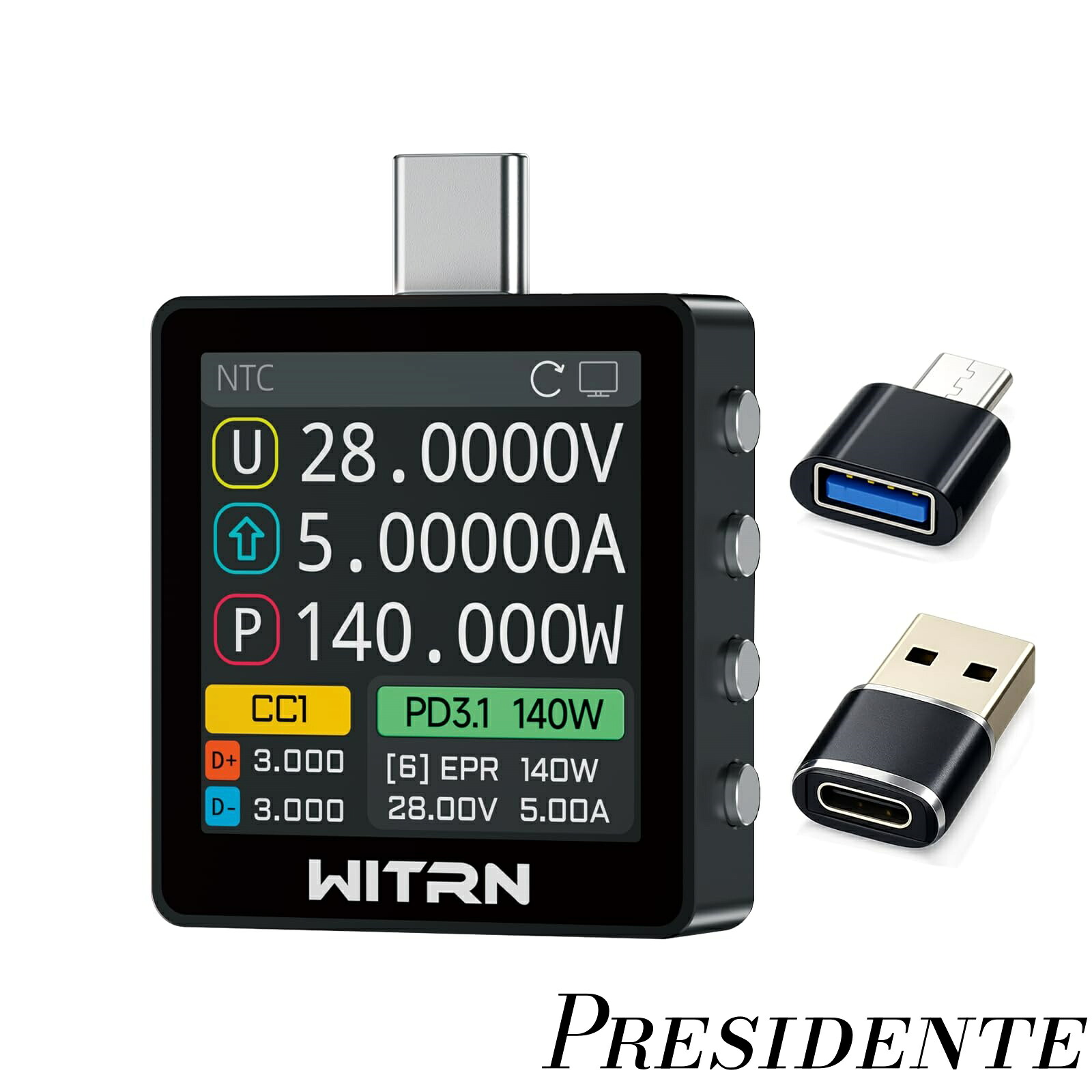 【まとめ買いで最大500円OFFクーポン!】【送料無料】USB 電圧電流テスター ? PD3.1 / EPR 28V 対応プロトコルチェッカー、1.54インチIPSカラーディスプレイ、3.3?36V / 6A 測定、USB-C 充電器・ケーブルテスター (JPK2B(36V))