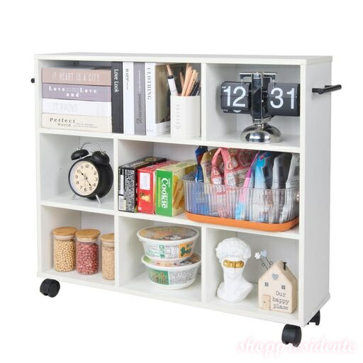 【送料無料】本棚 カラーボックス 収納ラック スリム 幅75ｘ奥行き20ｘ高さ65cm キャスター付き キッチンワゴン 取っ手 調味料ラック おもちゃ リビングルーム オフィス 寝室