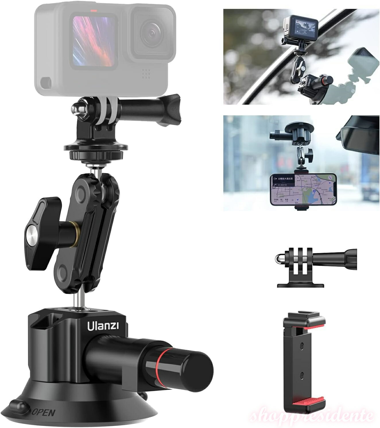 【まとめ買いで最大500円OFFクーポン!】【送料無料】SC-01 吸盤マウント 車載マウント GoPro Insta360 DJI カメラ用 360°回転 アルミ合金製 車載ホルダー 車載用車外フロント フロント?リア?サイドのガラスに吸着でき 取り付け簡単 耐荷重1kg GoPro Max Hero11 10 9 8 7 6 5