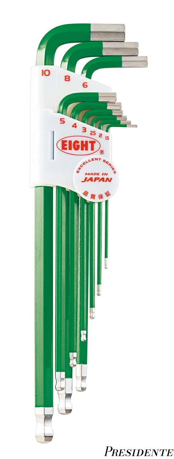 【まとめ買いで最大500円OFFクーポン!】【送料無料】六角棒スパナ テーパーヘッド エキストラロング 単色カラーセットグリーン TLC-S9NGR ボールポイント六角棒レンチ
