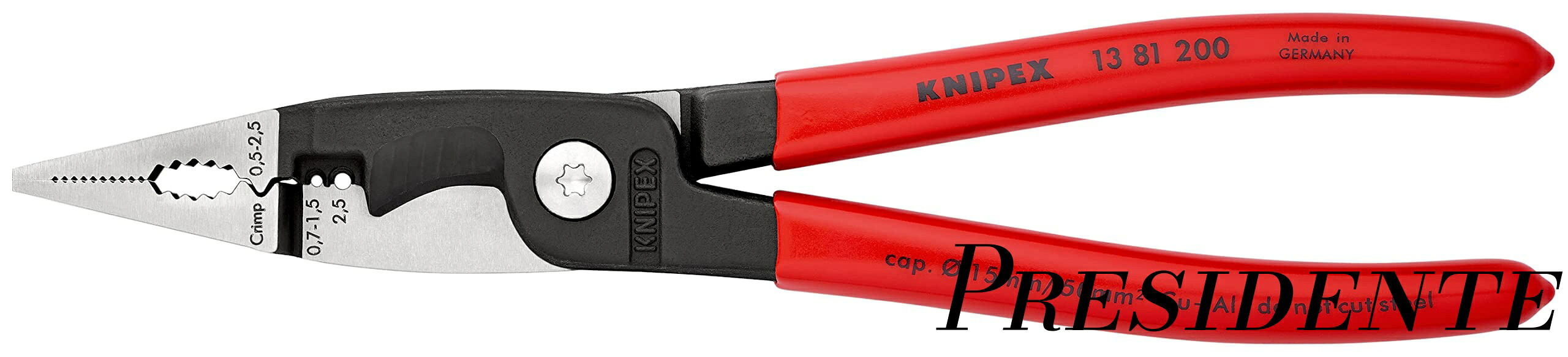 【まとめ買いで最大500円OFFクーポン!】【送料無料】KNIPEX 1381-200 エレクトロプライヤー (SB)｜Shop Presidente 店