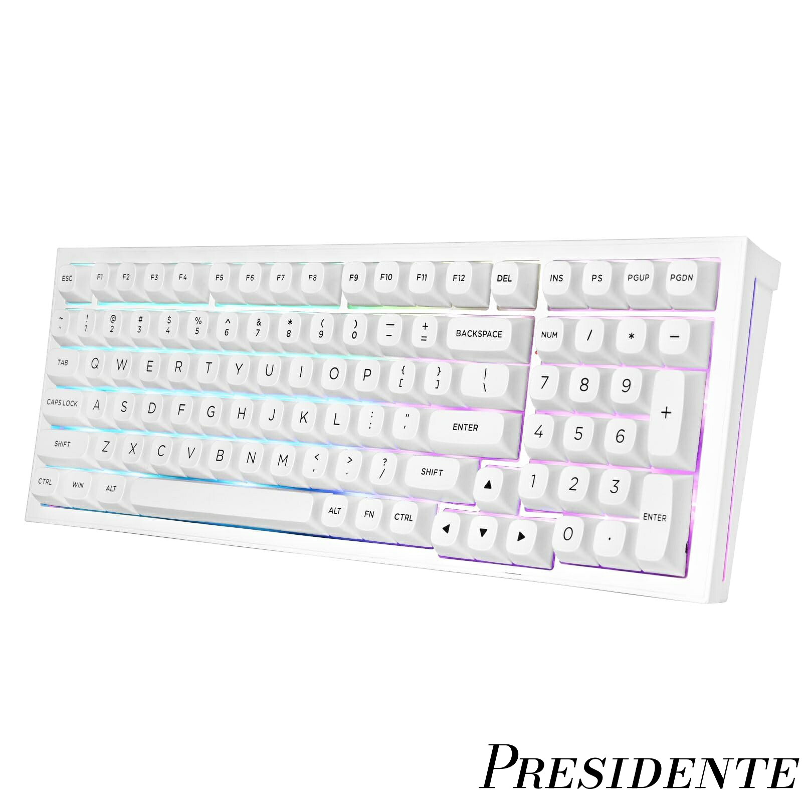 【まとめ買いで最大500円OFFクーポン!】【送料無料】K723 ゲーミングキーボード ワイヤレス メカニカル 銀軸 96% 英語配列 テンキー付き ホットスワップ ガスケット構造 【BT/2.4GHz/USB有線】RGB Nキーロールオーバー 充電式 PC/Mac/PS5/PS4/Xbox/スマホ対応 (ホワイト)