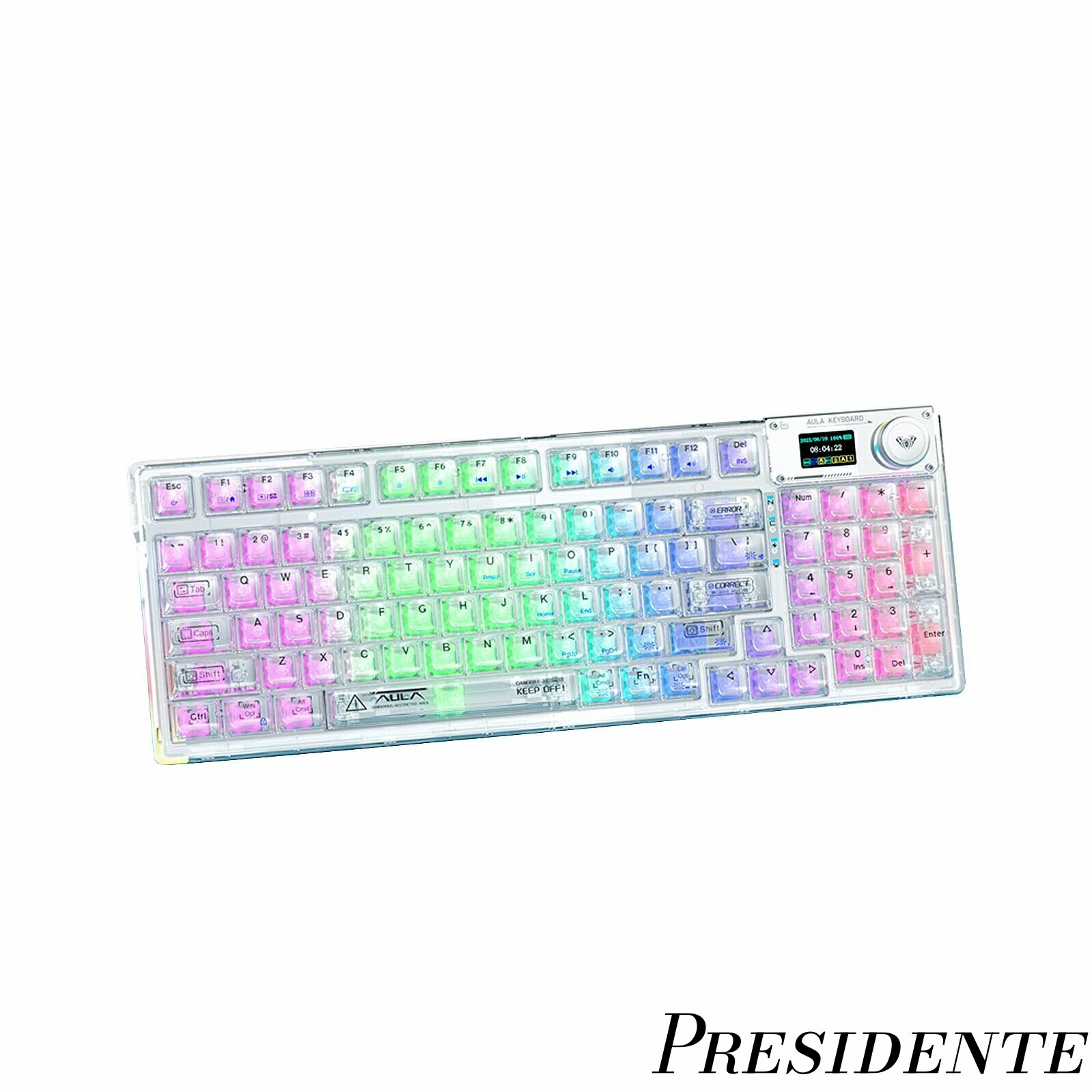 【まとめ買いで最大500円OFFクーポン!】【送料無料】F98pro ゲーミングキーボード 透明キーボード ホットスワップメカニカルキーボード テンキーキーボード ワイヤレス 透明キーキャップ RGBバックライト 95キー Android/OS/Mac/Windows対応 BT5.0/2.4G/USB-C OLED搭載 (リニ｜Shop Presidente 店