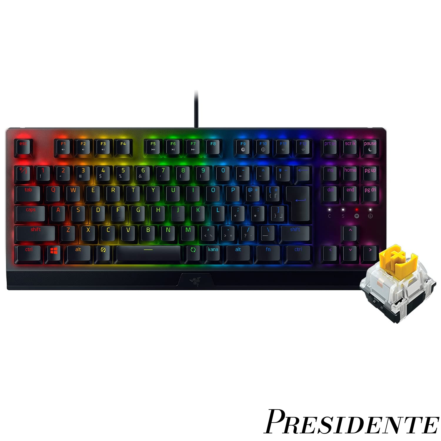 【まとめ買いで最大500円OFFクーポン!】【送料無料】ゲーミングキーボード テンキーレス メカニカルキーボード BlackWidow V3 Tenkeyless JP - Yellow Switch メカニカル イエロー軸 クリアハウジング Chroma RGB 高耐久アルミ製トッププレート 印字の消えないABS キーキャッ