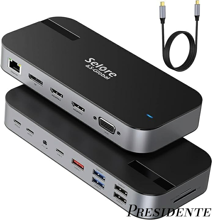 【まとめ買いで最大500円OFFクーポン!】【送料無料】C ドッキングステーション type c Dock 【16 in 1】 3画面モード トリプルディスプレイ対応 87W出力 デュアル 4K HDMI出力ポート (16in1)…