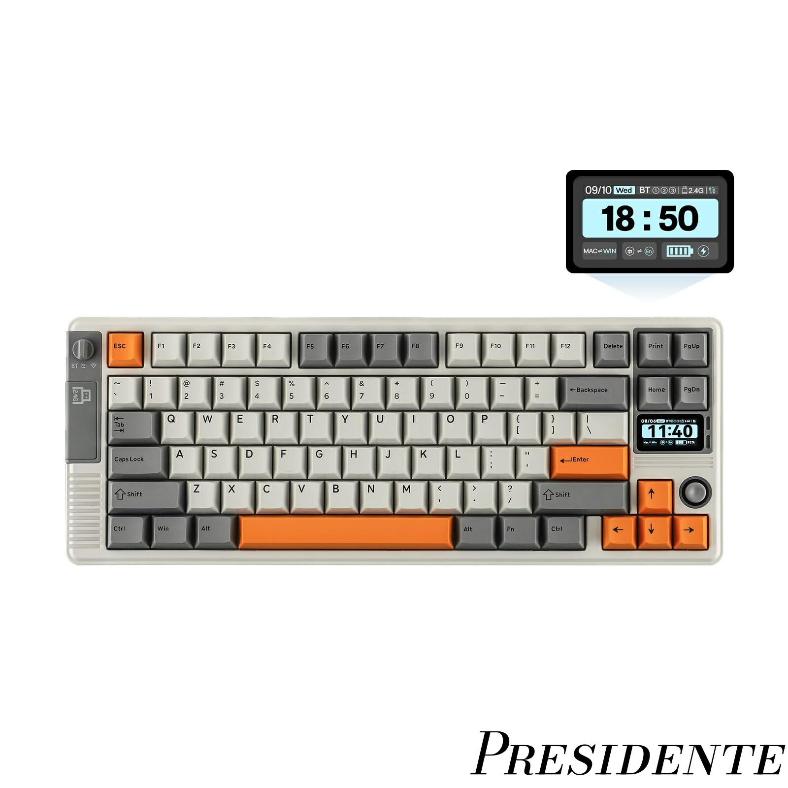 【まとめ買いで最大500円OFFクーポン!】【送料無料】RT85 ワイヤレスゲーミングキーボード ジョイスティック＆DIYスクリーン搭載 テンキーレス 8000mAh Bluetooth/USB/2.4Ghz ホットスワップ対応 PBTキーキャップ クリーミーガスケット構造 75% 配列メカニカルキーボード英語