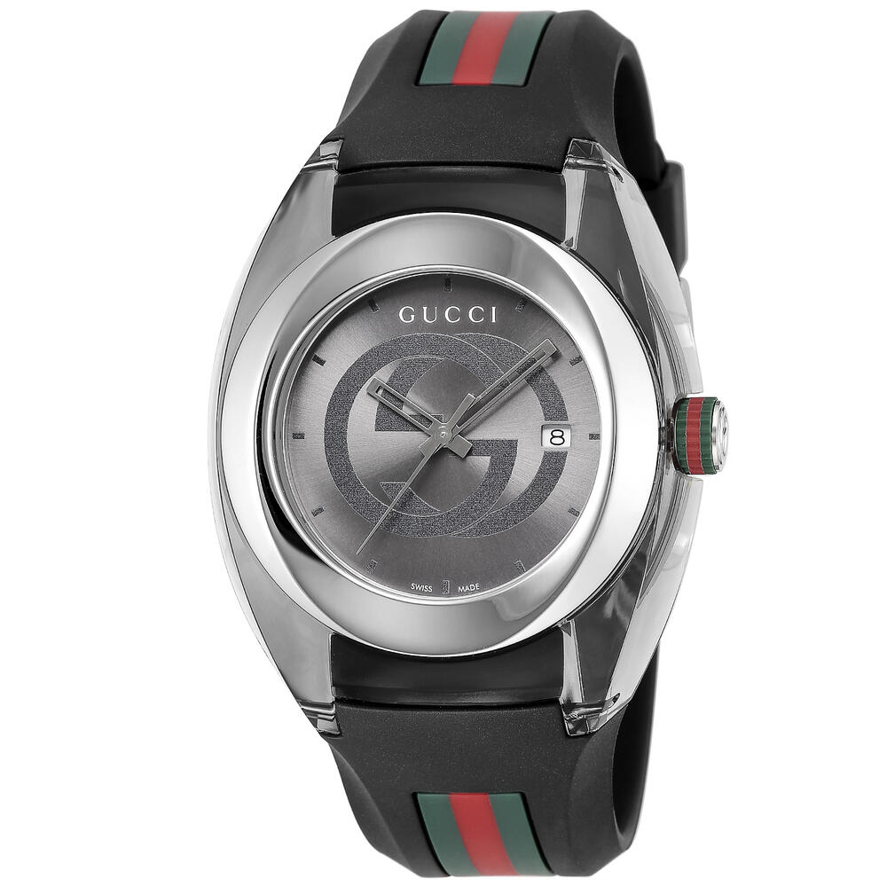 10 Off グッチ Gucci メンズ腕時計 シンク 46mm クォーツ スイス製 Ya グレーシルバー ブラック 時計 ウォッチ メンズ 男性 代 30代 40代 50代 誕生日 記念日 就職 入学 プレゼント 贈り物 ギフト Kasadornmethode Ch