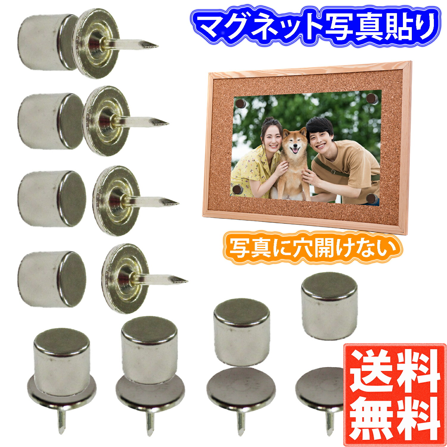 楽天市場】reiri マグネット 写真貼 穴なし プッシュピン マグネット 8