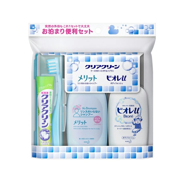 【１８個セット】【１ケース分】 花王 クリアクリーン 携帯用 お泊り便利セット(1セット)×１８個セット　１ケース分【正規品】