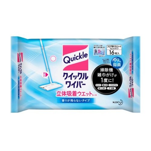 【２０個セット】【１ケース分】 花王 クイックルワイパー 立体吸着 ウエットシート(16枚入)&times;２０個セット　１ケース分【正規品】｜ソレイユ店
