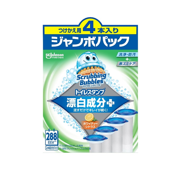 【１０個セット】 ジョンソン スクラビングバブル トイレスタンプクリーナー 漂白成分プラス ホワイティーシトラス つけかえ用 4本入×１０個セット 【正規品】