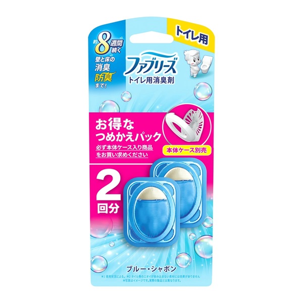 【１２個セット】【１ケース分】 P&G ファブリーズ トイレ用 消臭剤 ブルー・シャボン つめかえ(2個入)×１２個セット　１ケース分【正規品】