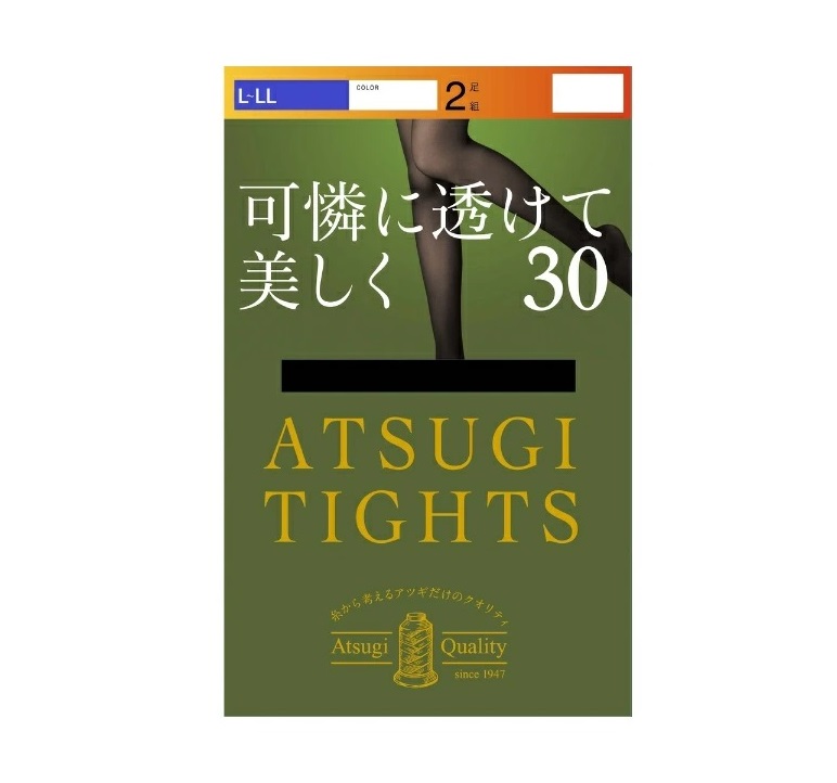 【１０個セット】 アツギ タイツ 可憐に透けて美しく 30デニール L-LL ブラック(2足入)×１０個セット 【正規品】 6,855円