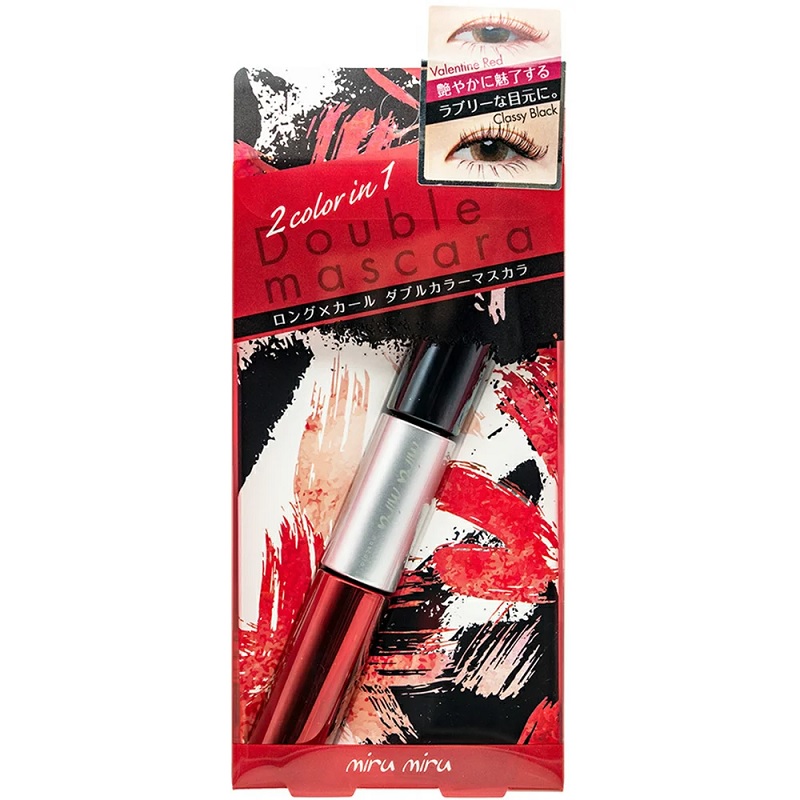 コスメバンク mirumiru ダブルカラーロングラッシュマスカラ04 クラッシーブラック&バレンタインレッド 1本×3個セット