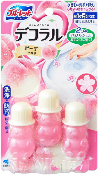 【５６個セット】【１ケース分】 小林製薬 ブルーレットデコラル ピーチの香り 3個入&times;５６個セット　１ケース分 【正規品】【dcs】【t-5】｜ソレイユ店