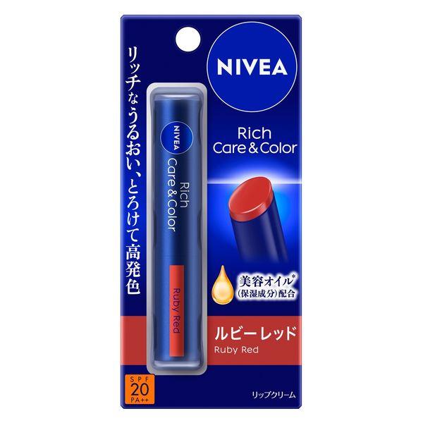 【４８個書き割り】【１容れもの分】 ニベア 一財産世話をする＆色つや下唇 ルビー赤いこと(2g)×４８個書き割り １容れもの分 【定め事品】