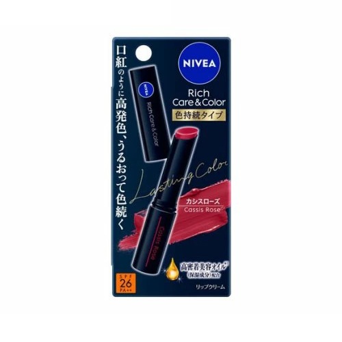 【４８個セット】【１ケース分】 花王 ニベア リッチケア＆カラーリップ 色持続タイプ カシスローズ(2g)×４８個セット　１ケース分【正規品】