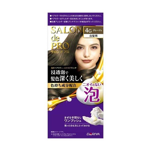 【１０個セット】 ダリヤ サロンドプロ 泡のヘアカラー エクストラリッチ 白髪用 グレージュ4G(50g+50g)&times;１０個セット【正規品】｜ソレイユ店