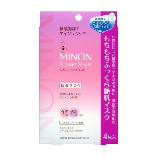 【２０個セット】 第一三共ヘルスケア ミノン アミノモイスト もちもちふっくら艶肌マスク(24ml*4枚入)&times;２０個セット【正規品】｜ソレイユ店