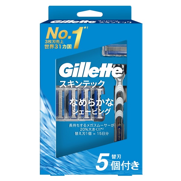 【３個セット】 ジレット マッハシン スキンテック 替刃5個付(1個)×３個セット【正規品】