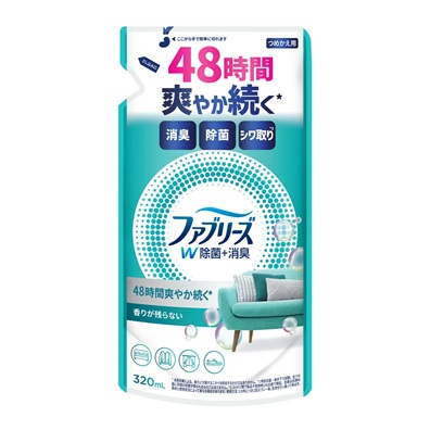 【２４個書き割り】【１容れもの分】 P\u0026G ファブリーズ W除菌+消臭吹きつける 御召しもの・布生産物用 芳ばしさが残らない 詰め替え(320ml)×２４個書き割り １容れもの分【定まり品】