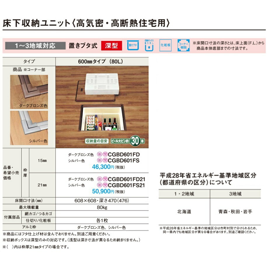 楽天市場 パナソニック 床下収納 置きブタ式 枠厚15mm 高気密 高断熱住宅用 Cgbd601fd 建材と住設のshop Sz 楽天市場店