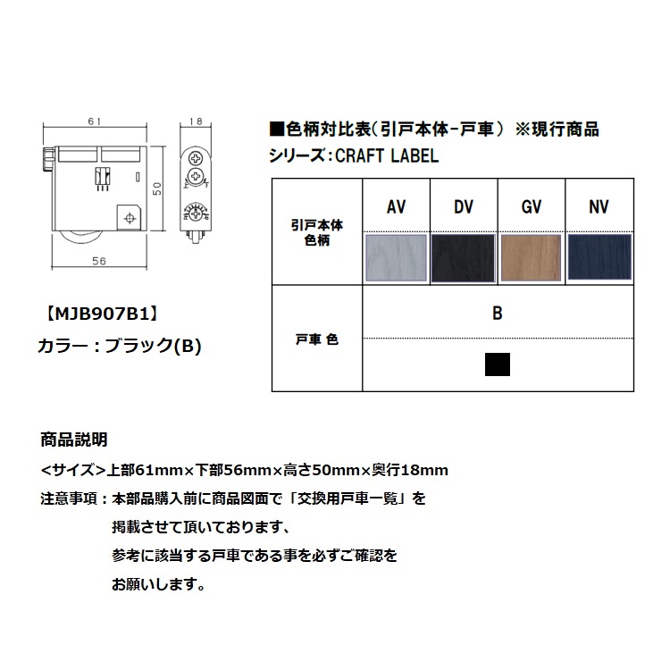 楽天市場 パナソニックオプション 調整機能付きy戸車 ブラック色 2個入 Mjb907b1 建材と住設のshop Sz 楽天市場店