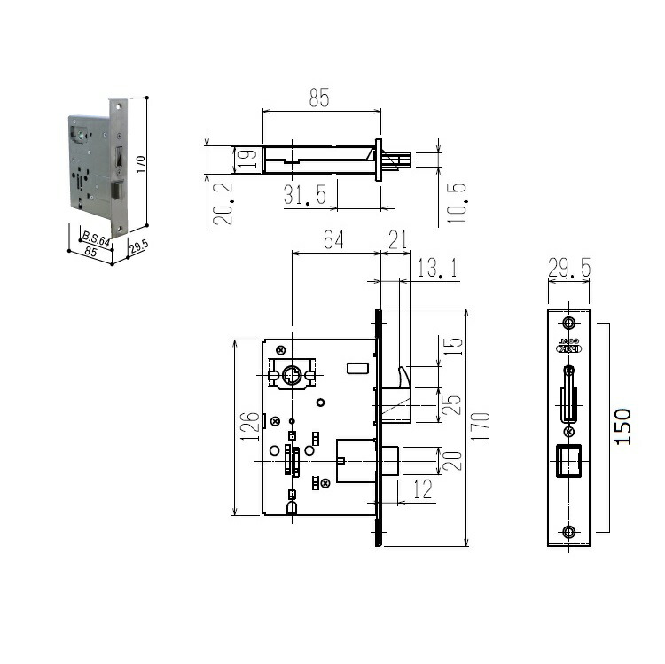 YKK-AP 部屋の入り口部屋の入り口部材\u003cBR\u003e錠入れもの・錠受け\u003cBR\u003e主錠入れもの(プッシュプルグリップ錠用・鎌デッド・左我が強い)\u003cBR\u003e【HH4K12037CS】\u003cBR\u003e\u003cBR\u003e